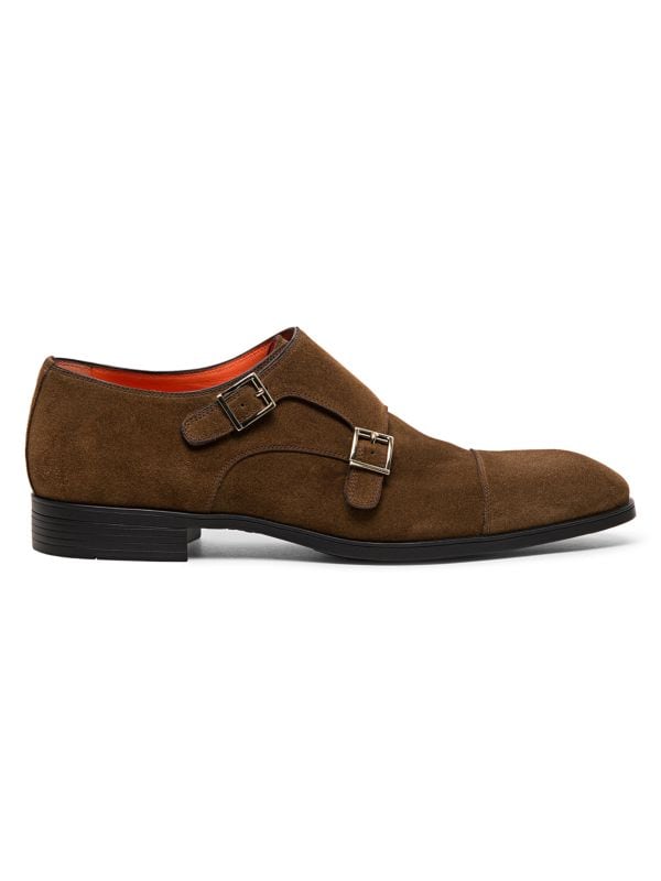 Santoni Beginner Suede Monk-Strap Shoes